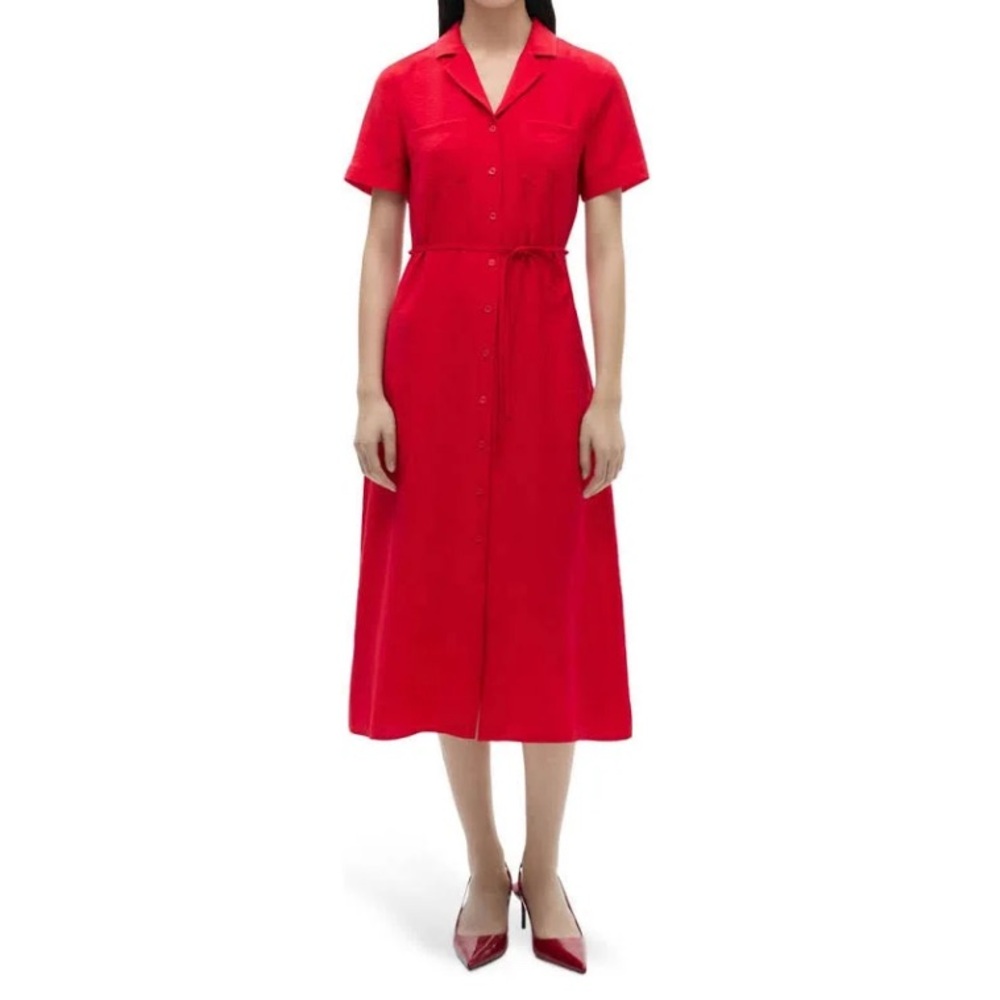 Dana Buchman Red Button-Up Dress
